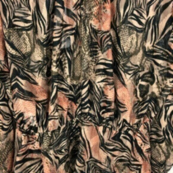 NWT IRO Peach/Black Print Sheer Dressy Blouse 10 - Picture 6 of 8